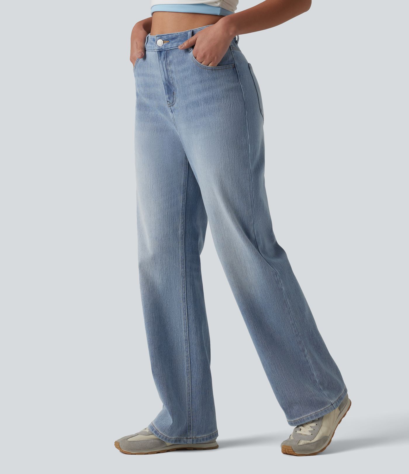 Halara Flex™ High Waisted Straight Leg Casual Jeans with Pockets