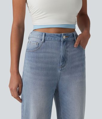 Halara Flex™ High Waisted Straight Leg Casual Jeans with Pockets