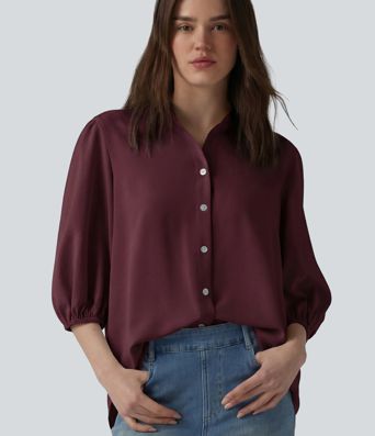 3/4 Puff Sleeve Casual Shirt