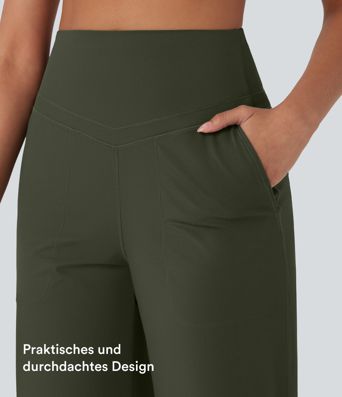 Halara UltraSculpt™ - Yogahose mit hohem Bund, Seitentaschen, Bauchkontrolle und weitem Bein