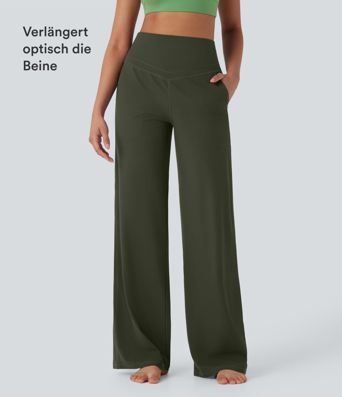 Halara UltraSculpt™ - Yogahose mit hohem Bund, Seitentaschen, Bauchkontrolle und weitem Bein