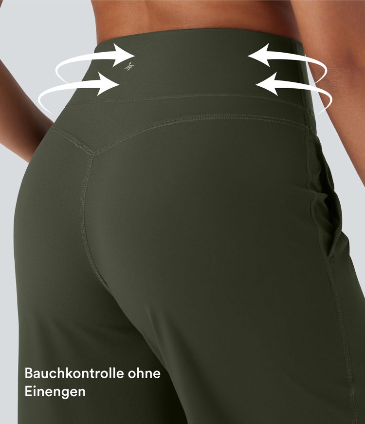 Halara UltraSculpt™ - Yogahose mit hohem Bund, Seitentaschen, Bauchkontrolle und weitem Bein