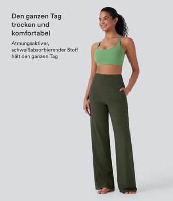 Halara UltraSculpt™ - Yogahose mit hohem Bund, Seitentaschen, Bauchkontrolle und weitem Bein