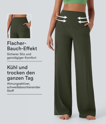 Halara UltraSculpt™ - Yogahose mit hohem Bund, Seitentaschen, Bauchkontrolle und weitem Bein