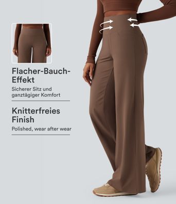 DayStretch - Yoga-Hose mit hohem Bund, Seitentaschen, Bauchkontrolle und weitem Bein