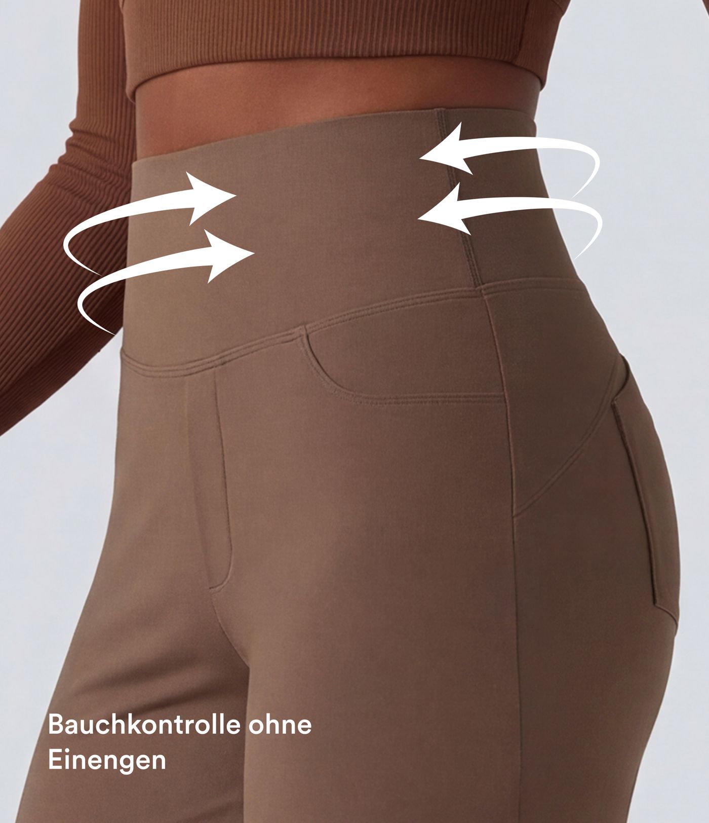 DayStretch - Yoga-Hose mit hohem Bund, Seitentaschen, Bauchkontrolle und weitem Bein