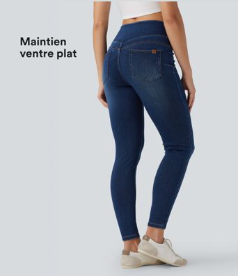 Halara Flex™ Hohe Taille Bauchkontrolle Denim Casual Skinny 7/8 Leggings mit Taschen