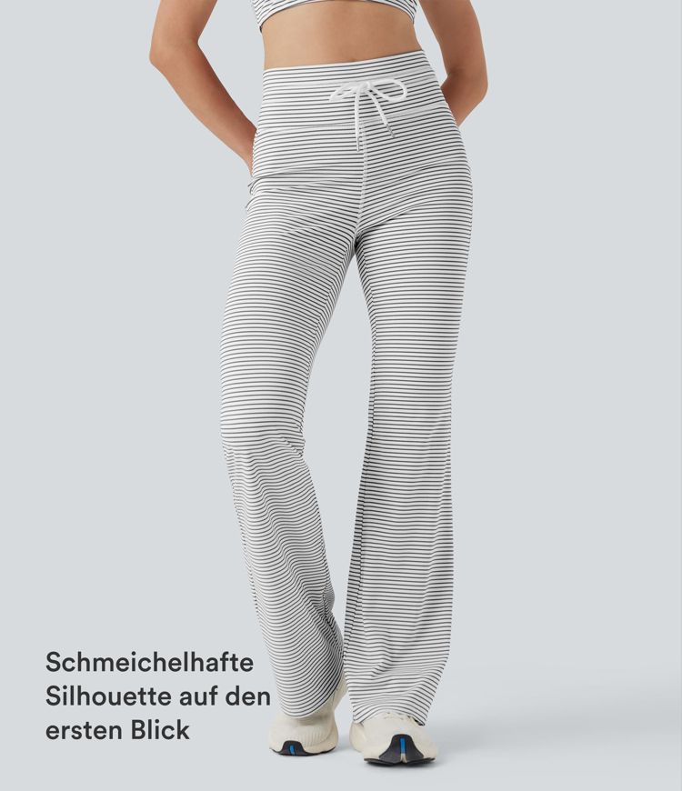 Pantalon de yoga évasé jusqu'à la taille haute avec cordon et poches à scratch