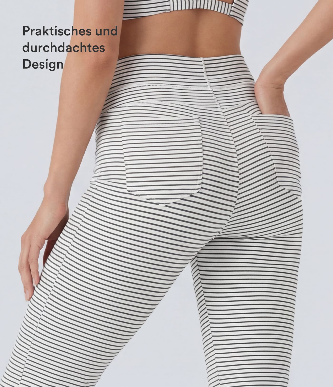 Pantalon de yoga évasé jusqu'à la taille haute avec cordon et poches à scratch