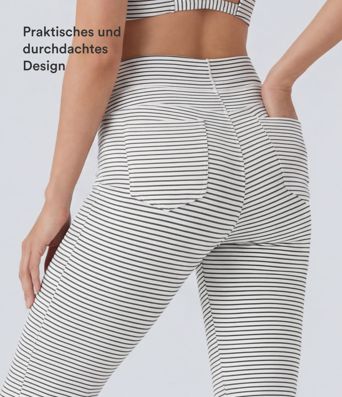 Pantalon de yoga évasé jusqu'à la taille haute avec cordon et poches à scratch