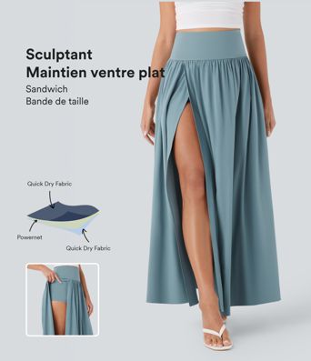 Jupe maxi fluide 2-en-1 gainante taille haute à séchage rapide Breezeful™