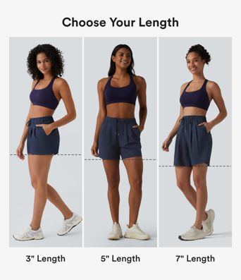 High Waisted Elastic Waistband Drawstring Pleated Yoga Shorts 5" with Pockets