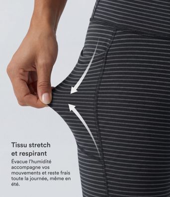 Legging de yoga rayé taille haute avec cordon de serrage et poches