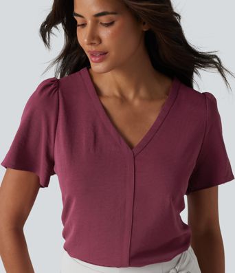 Haut tailleur col V manches courtes