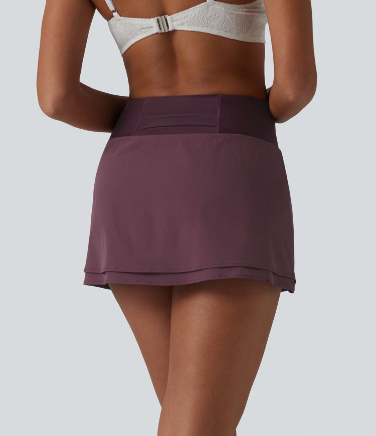 High Waisted 2-in-1 Bikini Bottom Swimsuit with Pocket