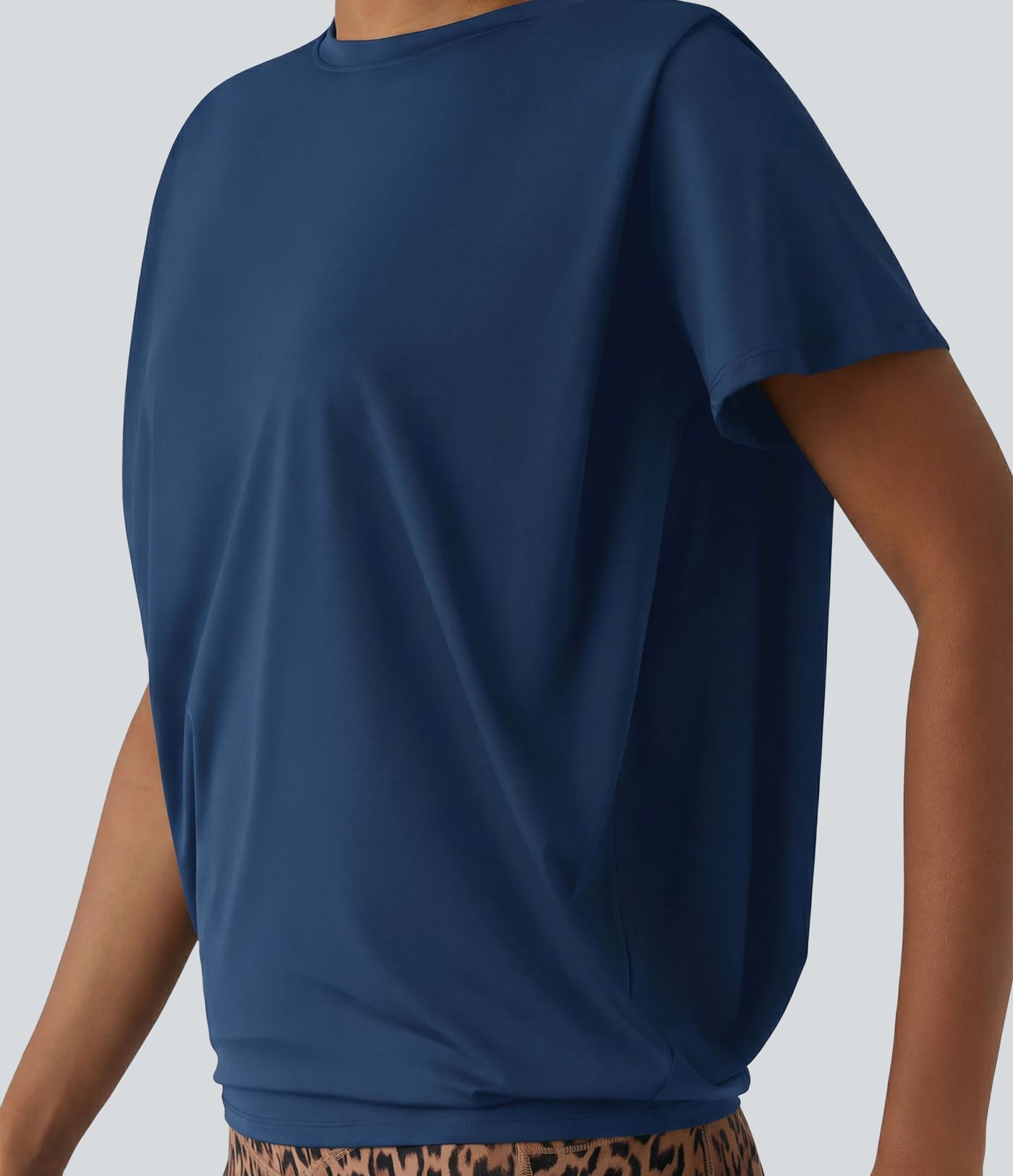 Haut de sport col rond manches courtes toucher frais avec fronces – UPF 50+