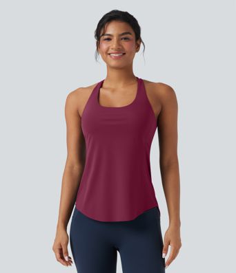 Halara UltraSculpt™ Round Neck Crisscross Back Running Tank Tops DD-F Cups