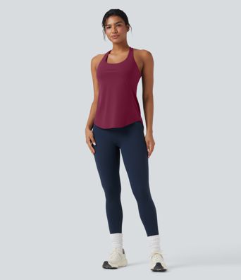 Halara UltraSculpt™ Round Neck Crisscross Back Running Tank Tops DD-F Cups