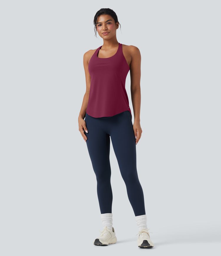 Halara UltraSculpt™ Round Neck Crisscross Back Running Tank Tops DD-F Cups