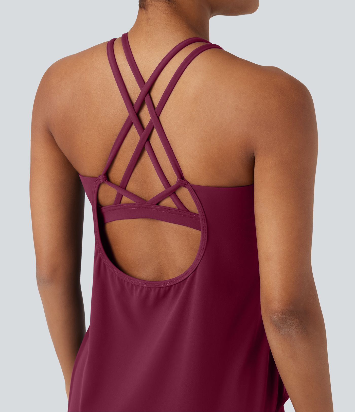 Halara UltraSculpt™ Round Neck Crisscross Back Running Tank Tops DD-F Cups Halara UltraSculpt™ Round Neck Crisscross Back Running Tank Tops DD-F Cups