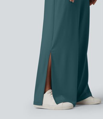 One-shoulder Short Sleeve Split Hem Casual Jumpsuit with Pockets-Easy Peezy One-shoulder Short Sleeve Split Hem Casual Jumpsuit with Pockets-Easy Peezy