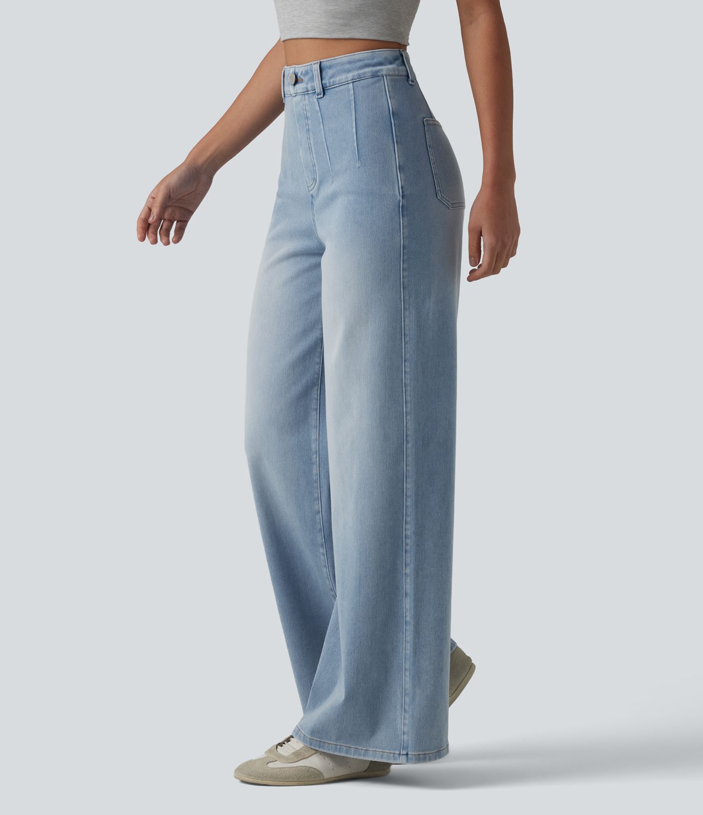 Halara Flex™ High Waisted Tummy Control Wide Leg Casual Jeans with Pockets