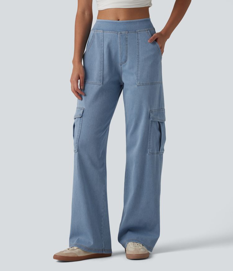 Halara Flex™ Mid Rise Pockets Straight Leg Casual Cargo Jeans