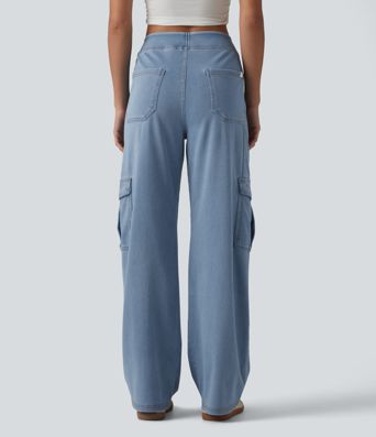 Halara Flex™ Mid Rise Pockets Straight Leg Casual Cargo Jeans