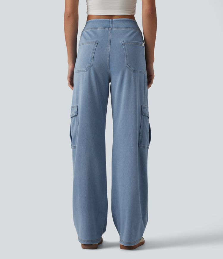 Halara Flex™ Mid Rise Pockets Straight Leg Casual Cargo Jeans