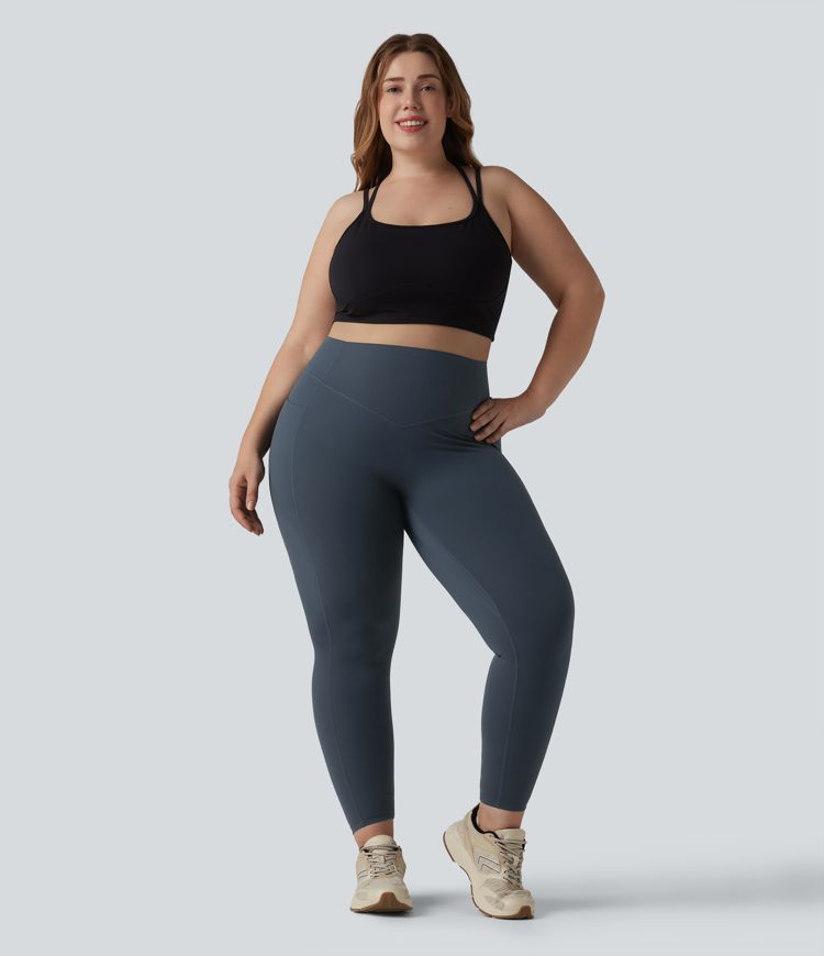 Halara UltraSculpt™ SoCinched Hohe Taille Scrunch Po Lifting Bauchkontrolle Taschen Formende Trainings Plus Size Leggings