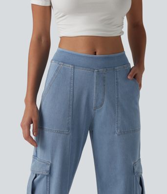 Halara Flex™ Mid Rise Pockets Straight Leg Casual Cargo Jeans