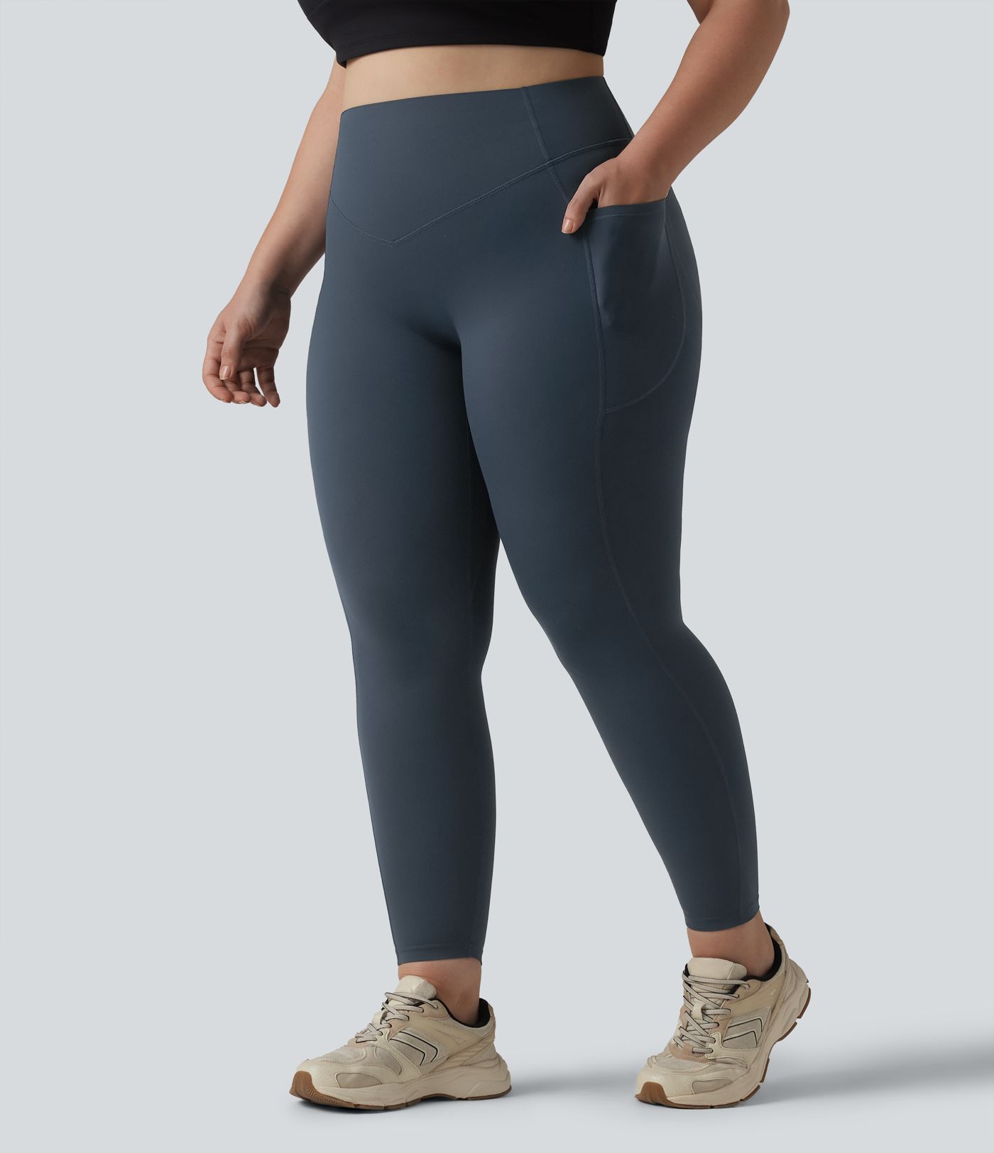 Halara UltraSculpt™ SoCinched Hohe Taille Scrunch Po Lifting Bauchkontrolle Taschen Formende Trainings Plus Size Leggings