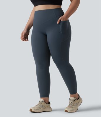 Halara UltraSculpt™ SoCinched Hohe Taille Scrunch Po Lifting Bauchkontrolle Taschen Formende Trainings Plus Size Leggings