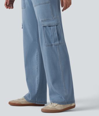 Halara Flex™ Mid Rise Pockets Straight Leg Casual Cargo Jeans