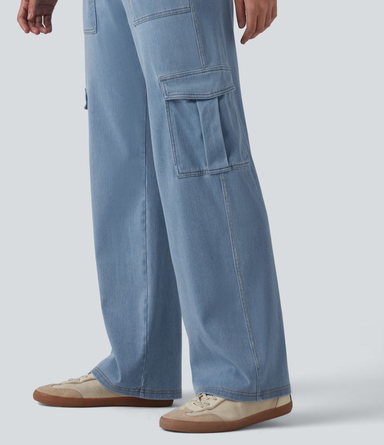 Halara Flex™ Mid Rise Pockets Straight Leg Casual Cargo Jeans