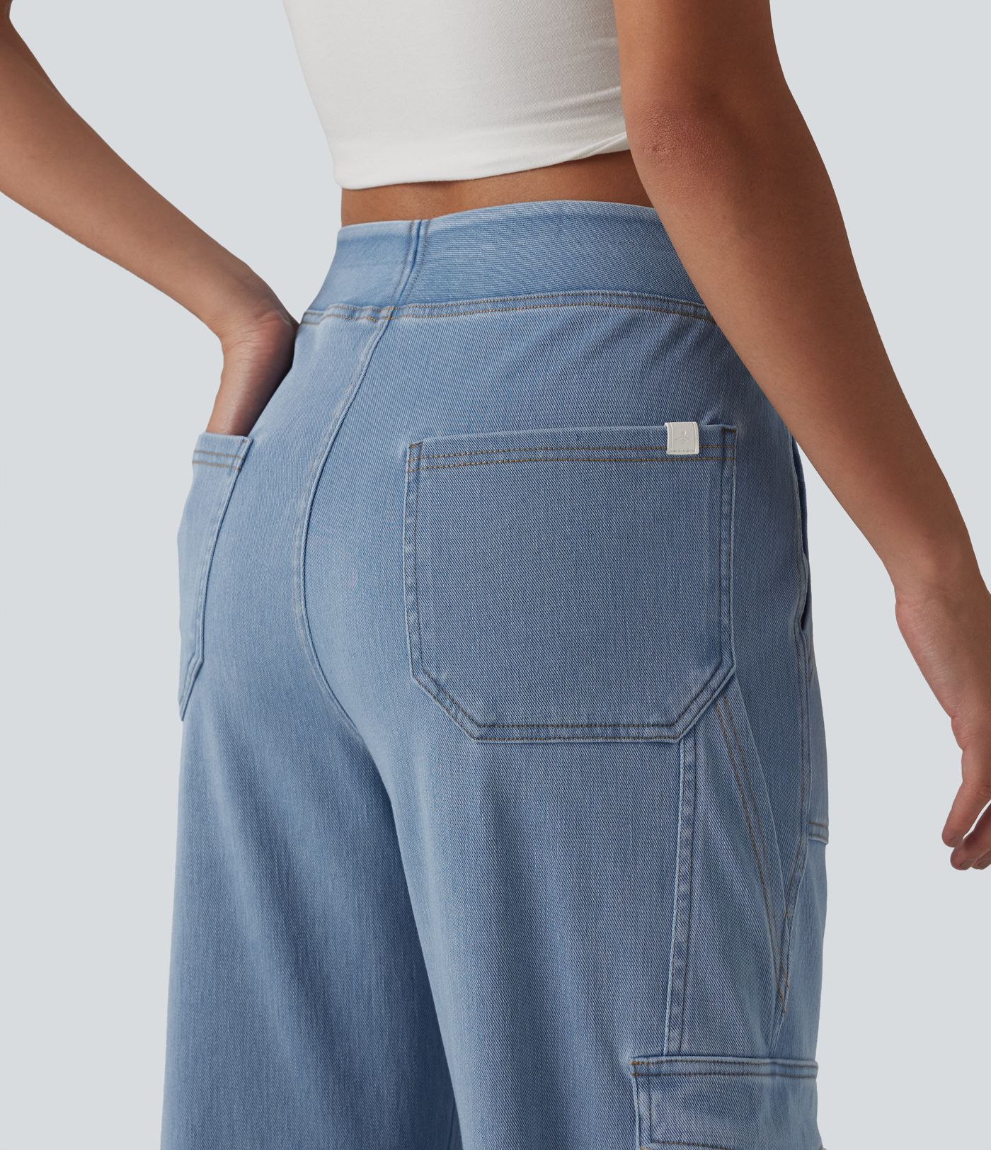 Halara Flex™ Mid Rise Pockets Straight Leg Casual Cargo Jeans