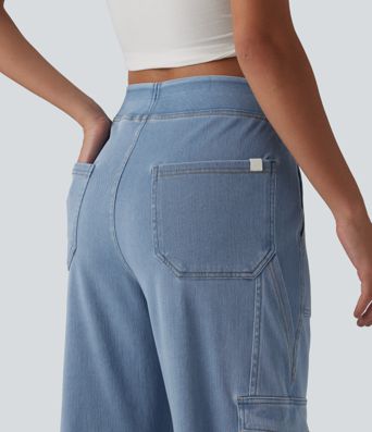 Halara Flex™ Mid Rise Pockets Straight Leg Casual Cargo Jeans