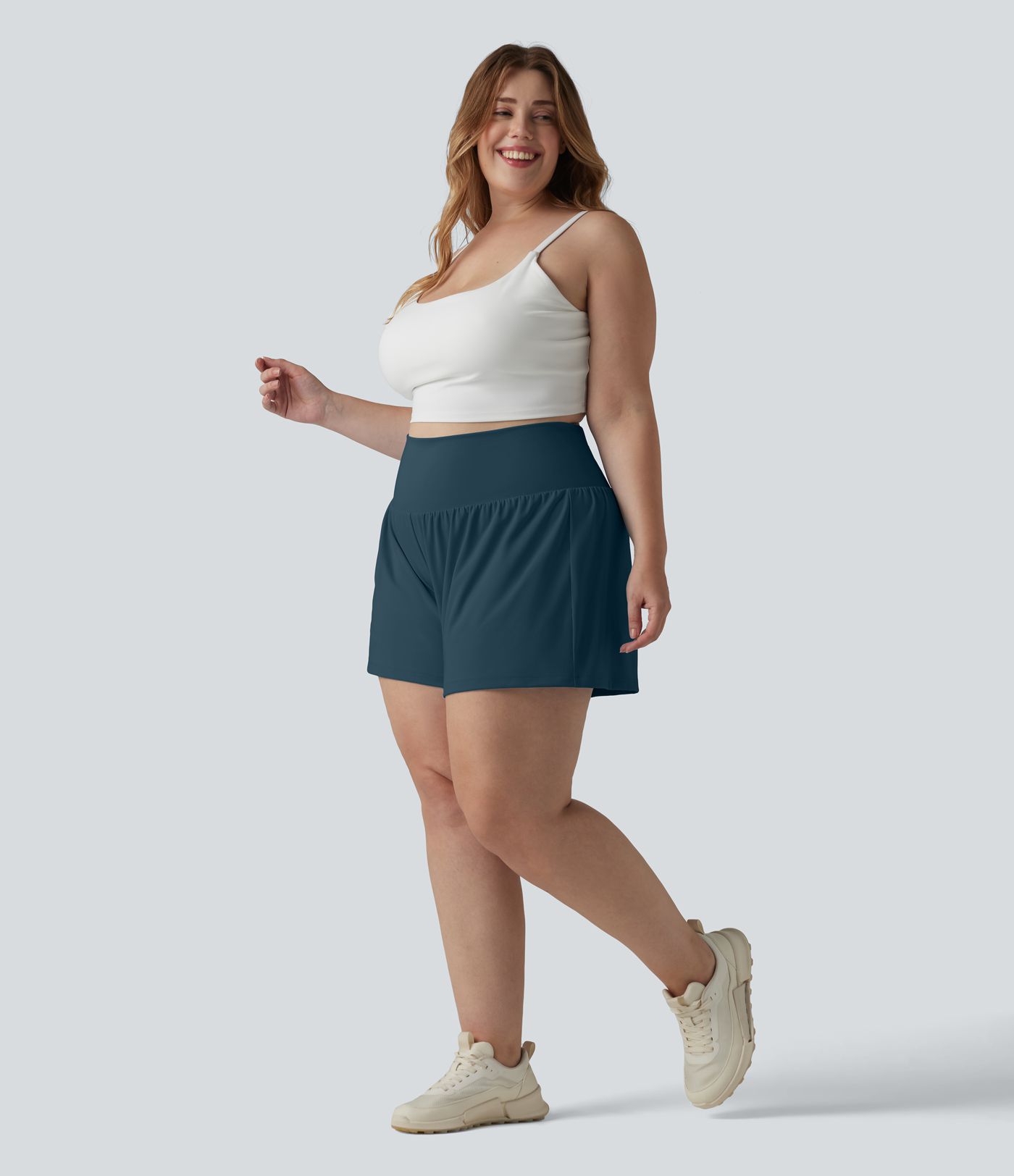 Plus-Size 2-in-1-Yoga-Shorts mit superhohem Bund, Seiten- und Gesäßtasche 12,7cm - extralang Plus-Size 2-in-1-Yoga-Shorts mit superhohem Bund, Seiten- und Gesäßtasche 12,7cm - extralang