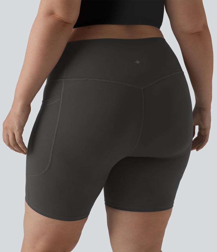 Halara UltraSculpt™ High Waisted Butt Lifting Tummy Control Shaping Training Plus Size Biker Shorts 7'' with Pockets