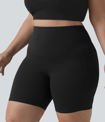 Halara UltraSculpt™ High Waisted Butt Lifting Tummy Control Shaping Training Plus Size Biker Shorts 7'' with Pockets Halara UltraSculpt™ High Waisted Butt Lifting Tummy Control Shaping Training Plus Size Biker Shorts 7'' with Pockets