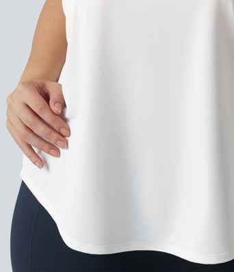 Débardeur de course grande taille ourlet arrondi empiècement en maille contrastée