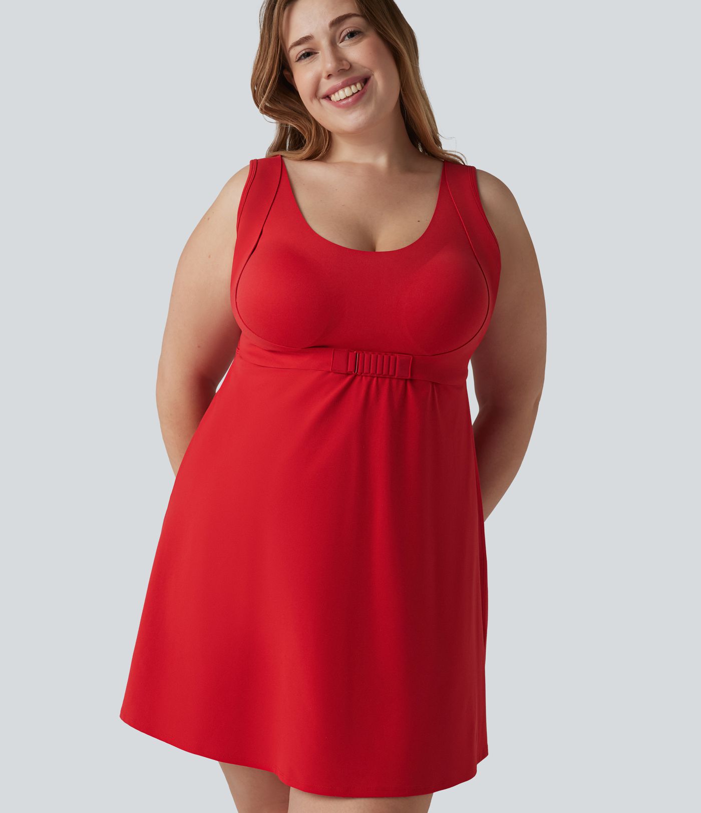 Robe de tennis 2-en-1 Halara UltraSculpt™ grande taille avec soutien-gorge intégré push-up et poches - Édition Easy Peezy