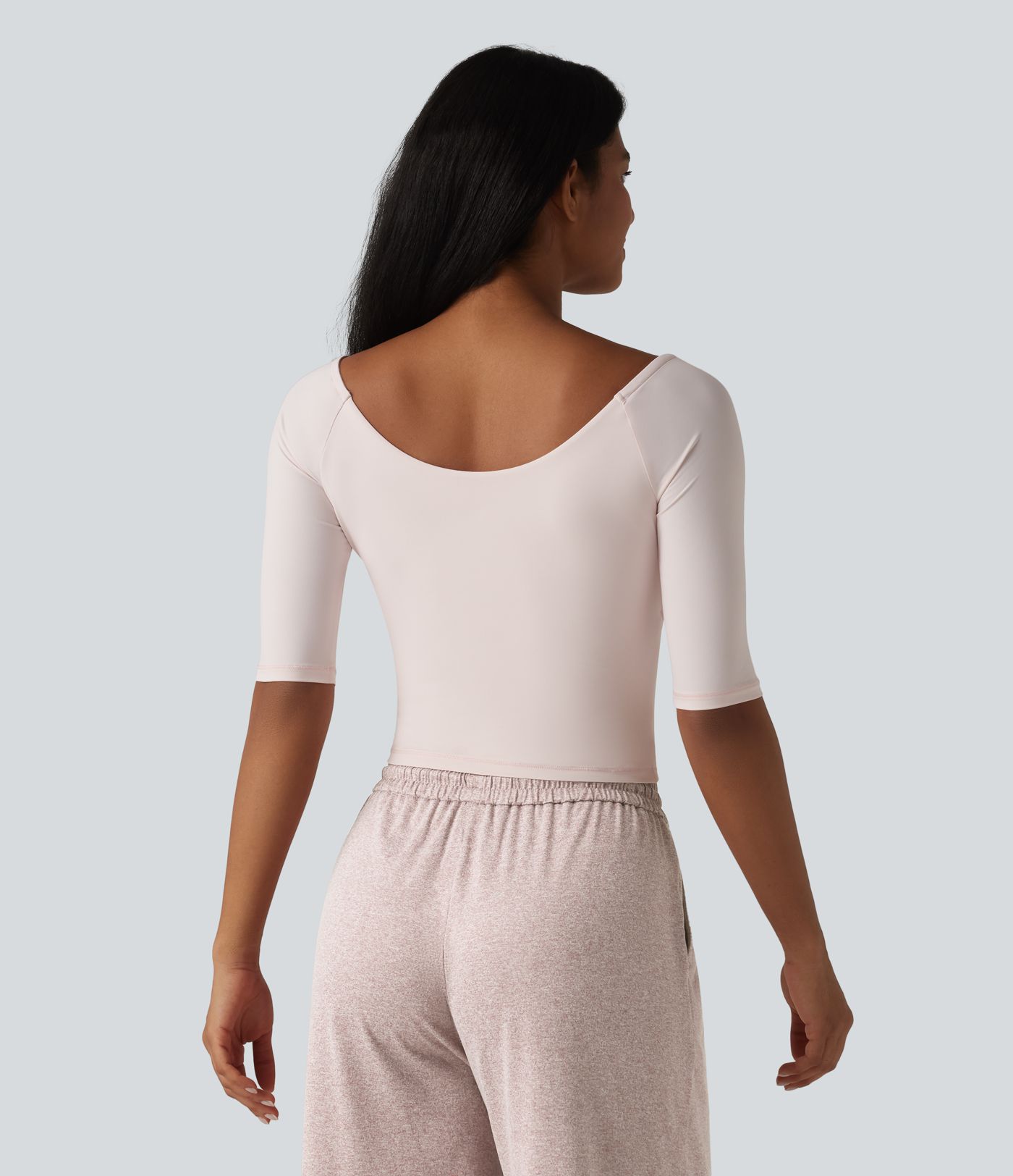 Crossover V-neck Half Sleeve Ultra-slim Fit Cool Touch Casual Top-UPF50+