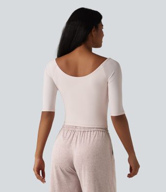 Crossover V-neck Half Sleeve Ultra-slim Fit Cool Touch Casual Top-UPF50+