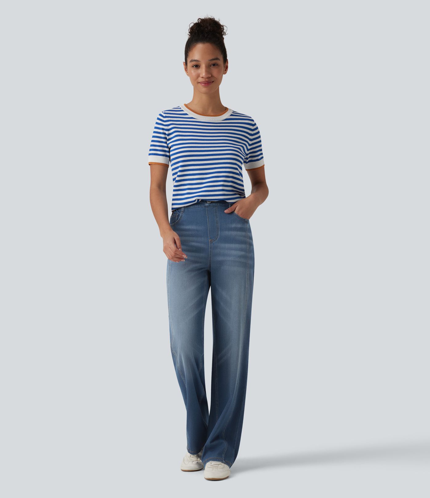 Halara Flex™ High Waisted Casual Straight Leg Jeans with Pockets