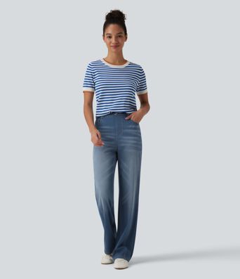 Halara Flex™ High Waisted Casual Straight Leg Jeans with Pockets