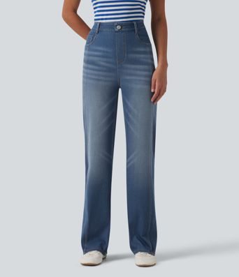 Halara Flex™ High Waisted Casual Straight Leg Jeans with Pockets