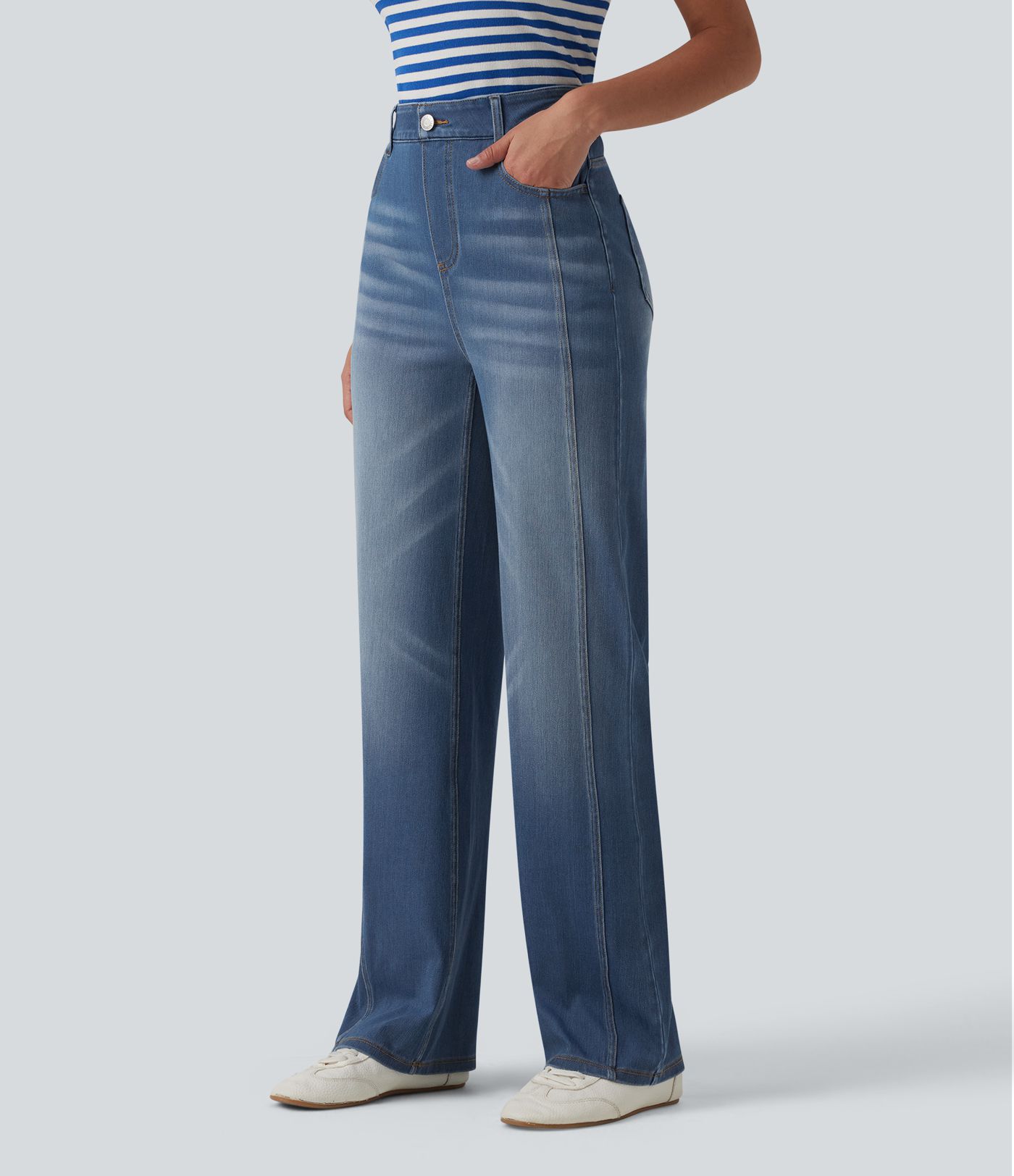 Halara Flex™ High Waisted Casual Straight Leg Jeans with Pockets