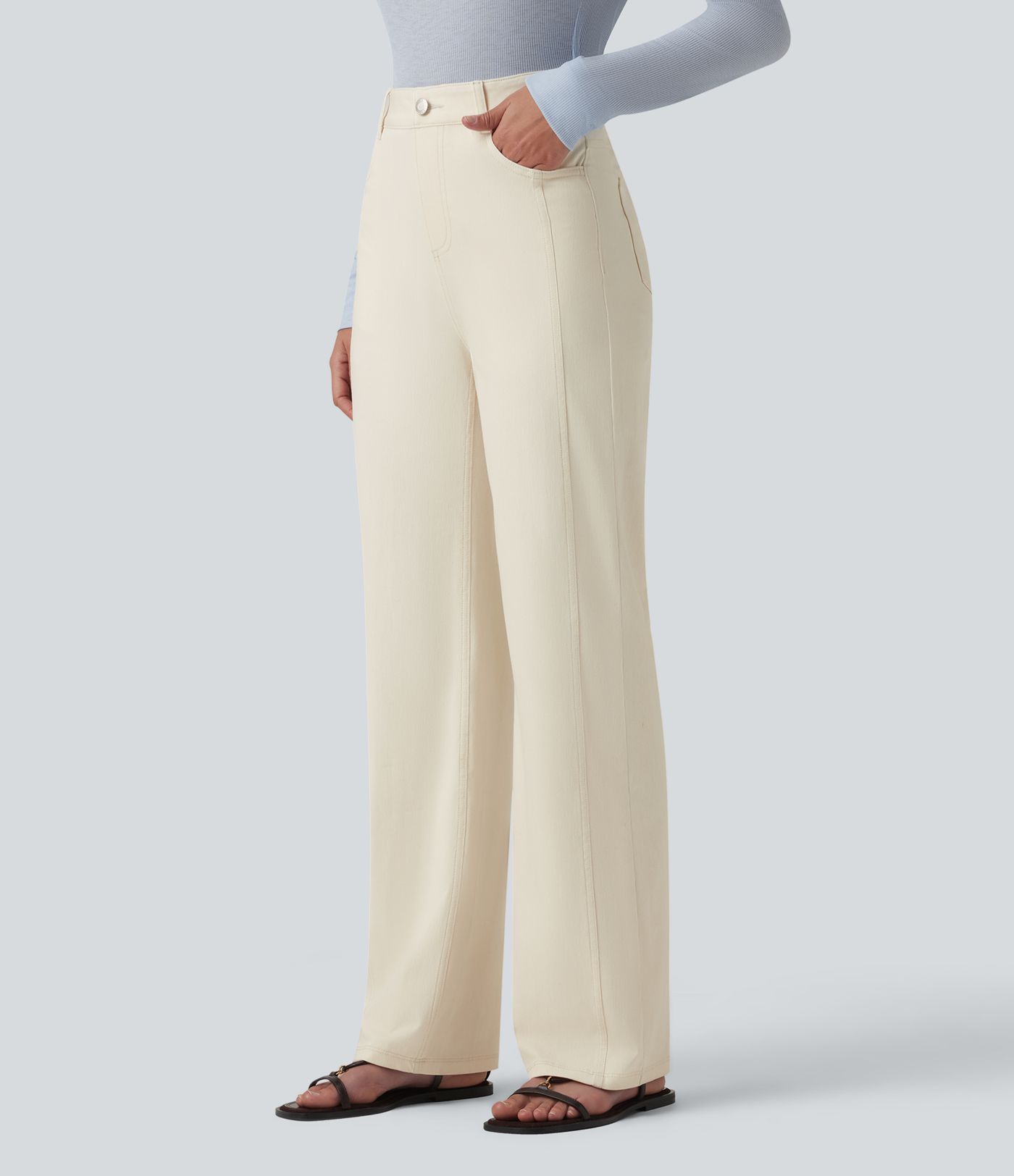 Halara Flex™ High Waisted Casual Straight Leg Jeans with Pockets