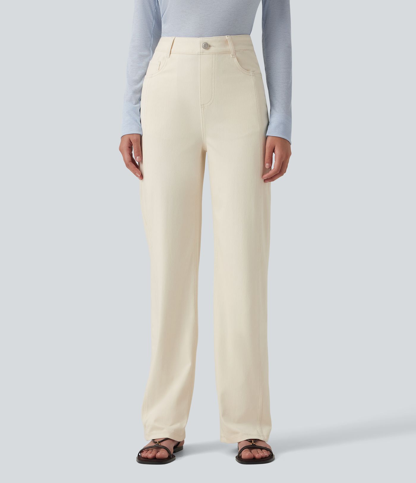 Halara Flex™ High Waisted Casual Straight Leg Jeans with Pockets